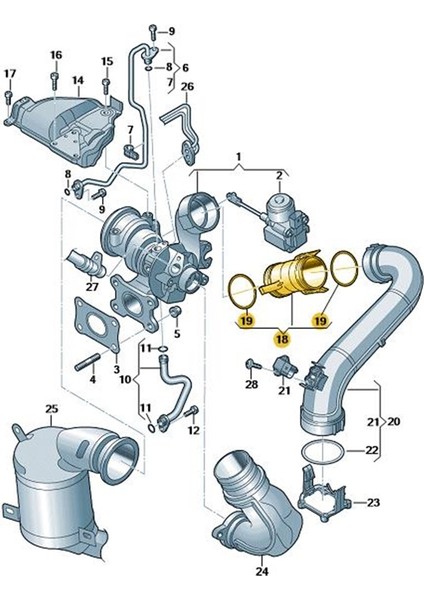 Skoda Fabia 3 2015-2018 Tsi Motor Turbo Ara Boru Plastik 04E145875F fiyatları