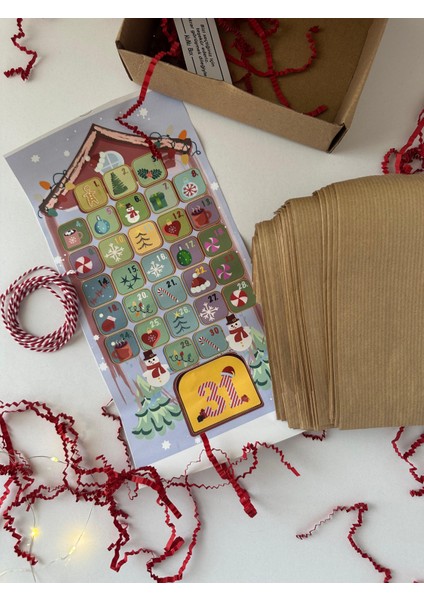 Yılbaşı Mini Hediye Kutusu – Advent Calendar | 31 Günlük Sticker ve Mini Hediye Seti | Çocuk & Aile Için Günlük Sürprizler