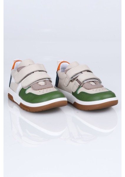 5001 Hakiki Deri Spor Ayakkabı F. Bej-Yeşil - 32 modelleri