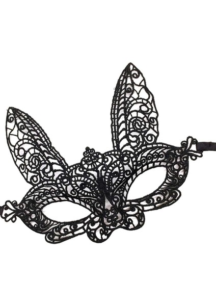 Siyah Renk Dantel Kesim Dantel Işlemeli Balo Parti Maskesi 7 No modelleri