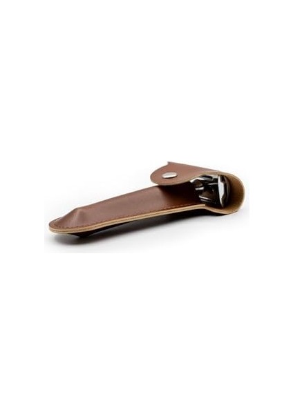 Tıraş Bıçağı Seyahat Kılıfı, Çift Taraflı Koruma, Çıtçıt Kapaklı Emniyetli Taşıma (Kahverengi)