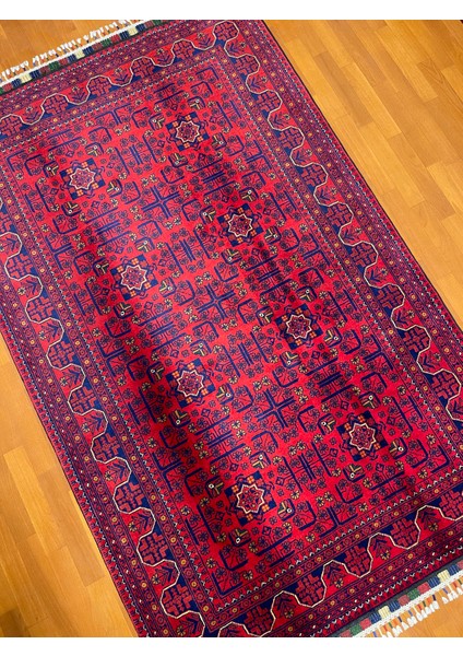 El Dokuma Afgan Halı Yıldız Desenli Bordo Renk 2.5 Metre Kare fiyatları