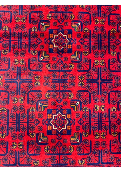 El Dokuma Afgan Halı Yıldız Desenli Bordo Renk 2.5 Metre Kare indirimleri