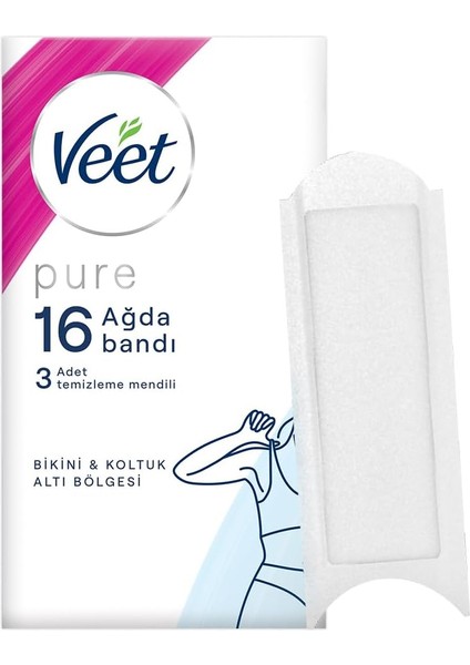 Veet Pure Hipoalerjenik Bikini Bölgesi & Koltuk Altı Için Parfümsüz Sir Ağda Bandı (1 x 16 Adet) modelleri