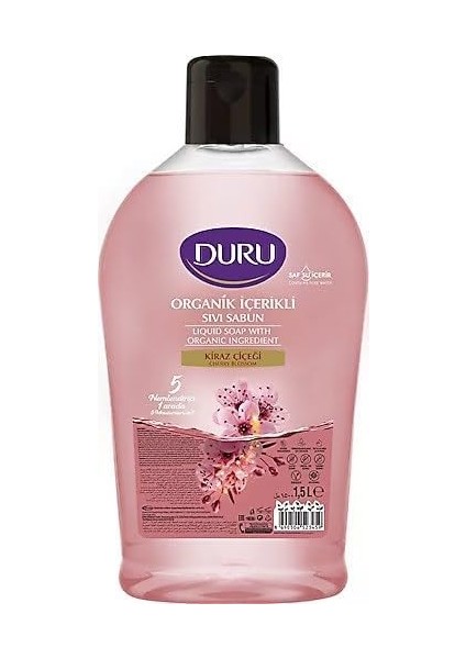 Duru Organik Içerikli Sıvı Sabun, Kiraz Çiçeği Kokulu, 1500 Ml, 2&apos;li Paket