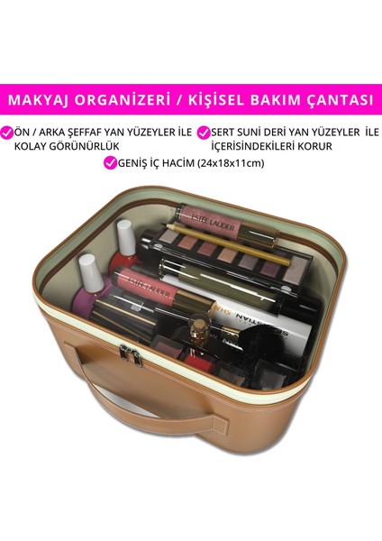 Makyaj Çantası – Kişisel Bakım Kozmetik Seyahat Düzenleyici, Aksesuar Takı Organizer