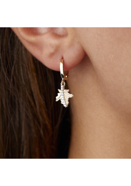 Taşlı Yaprak Küpe