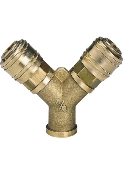 Çift Girişli Basınçlı Hava Çıkış C. R3/8" (Kompresör Aksesuarı, 2&apos;li Hava Dağıtıcı, 2x Hızlı Bağlantı, Pirinçten) - 4139680