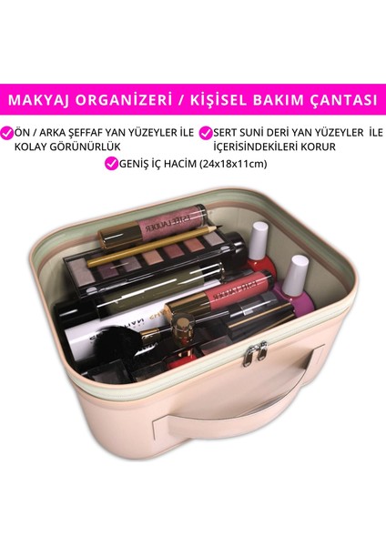 Makyaj Çantası – Kişisel Bakım Kozmetik Seyahat Düzenleyici, Aksesuar Takı Organizer