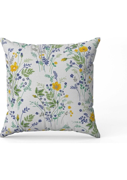 Çiçek Demeti Desenli Dijital Baskı Çift Taraf Desenli 2'li Kare Yastık Kırlent Kılıfı modelleri