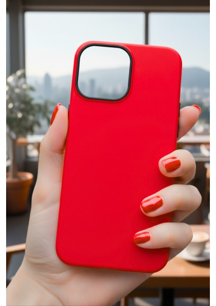Iphone 13 Pro Max Uyumlu Kılıf Kırmızı Renk Darbe Emici Yumuşak Silikon Kapak