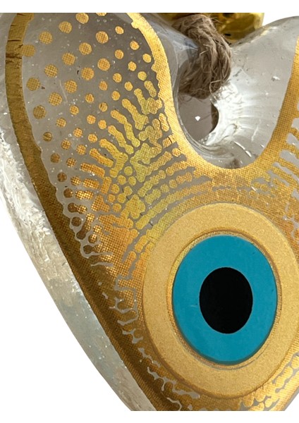 Kalp Nazar Boncuğu Duvar Süsü – Küçük Boy - Altın Detaylı - Ev & Ofis Dekor – Zarif Özel Hediye modelleri