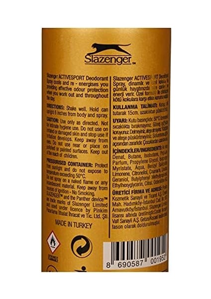 Slazenger Activesport Gold Deodorant Spray (150 Ml) fiyatları