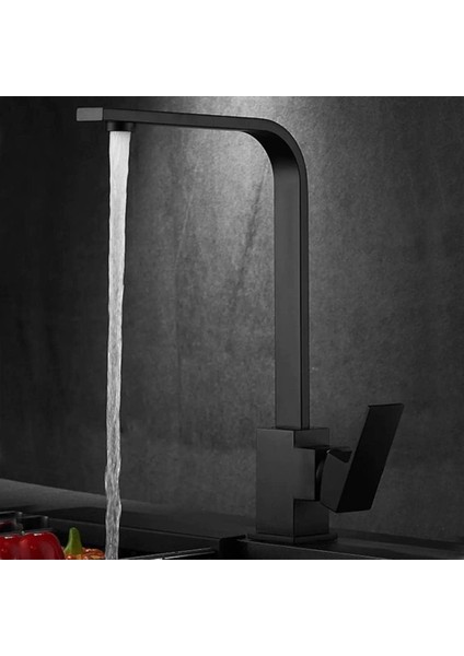 Siyah Mutfak Bataryası Soğuk Çift Su Girişli Kare Mutfak Bataryası Soft