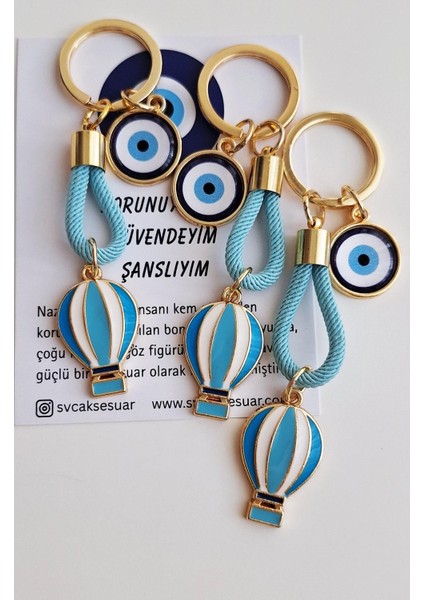Hediyelik Nazar Boncuklu Özgürlük Balon Anahtarlık - Mavi - 9 cm fiyatları