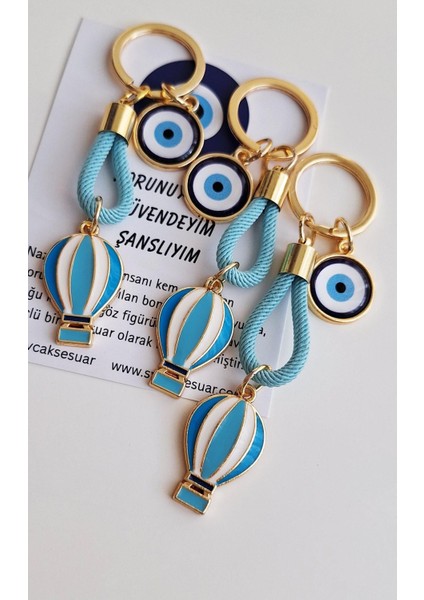 Hediyelik Nazar Boncuklu Özgürlük Balon Anahtarlık - Mavi - 9 cm modelleri