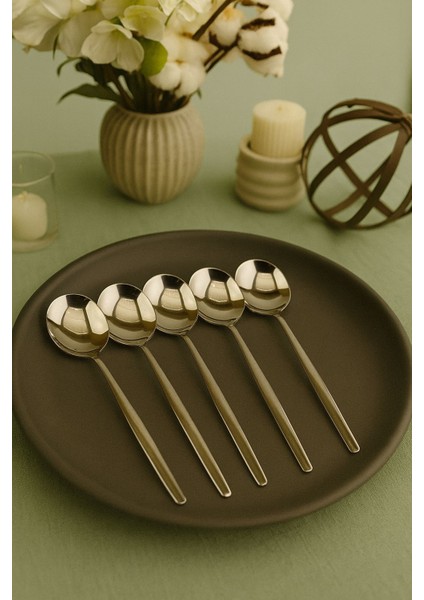 Round Yeni Nesil 6'lı Tatlı Kaşığı Paslanmaz Çelik