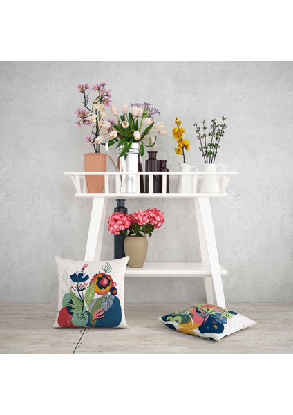 Tropikal Bitki Desenli Dijital Baskı Çift Taraf Desenli 2'li Kare Yastık Kırlent Kılıfı fiyatları