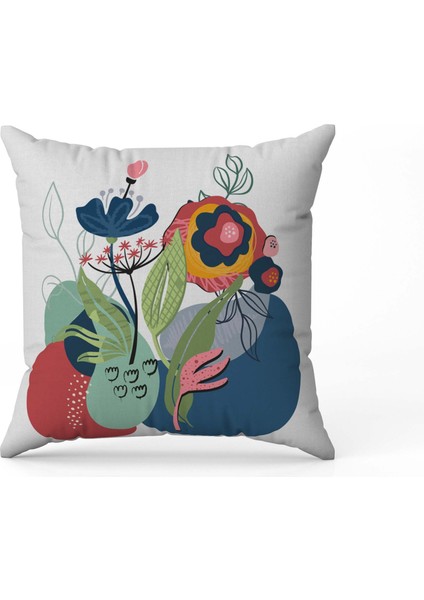 Tropikal Bitki Desenli Dijital Baskı Çift Taraf Desenli 2'li Kare Yastık Kırlent Kılıfı modelleri