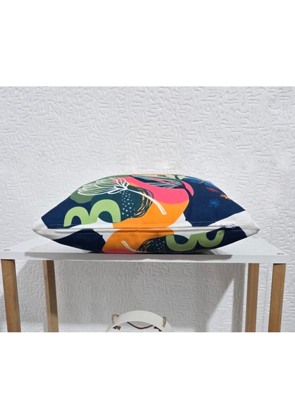 Tropikal Bitki Desenli Dijital Baskı Çift Taraf Desenli 2'li Kare Yastık Kırlent Kılıfı