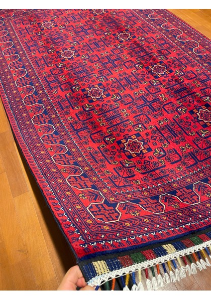 El Dokuma Afgan Halı Yıldız Desenli Bordo Renk 2.5 Metre Kare modelleri