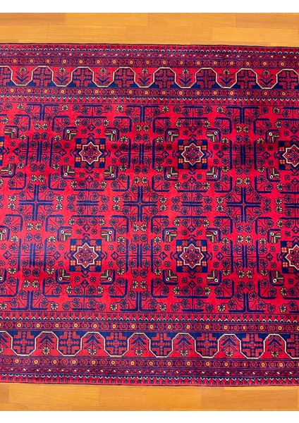 El Dokuma Afgan Halı Yıldız Desenli Bordo Renk 2.5 Metre Kare fırsatları