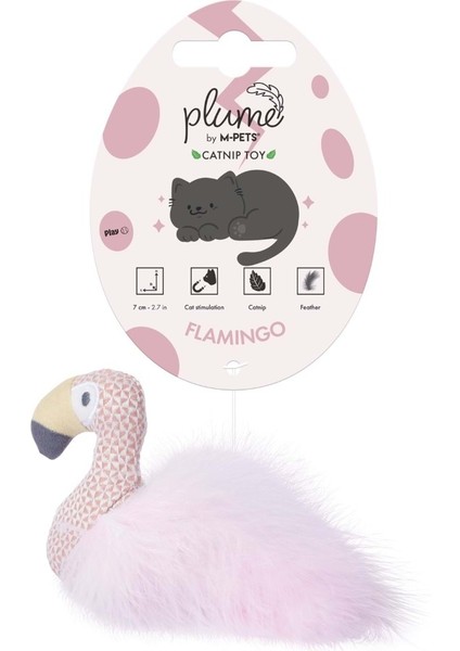 Plume Kedi Otlu Flamingo Kedi Oyuncağı 7X8X3CM Pembe