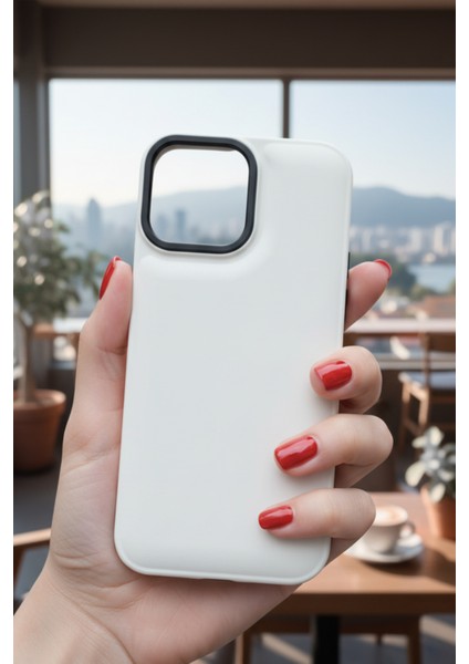 Iphone 14 Pro Max Uyumlu Kılıf Beyaz Renk Darbe Emici Yumuşak Silikon Kapak