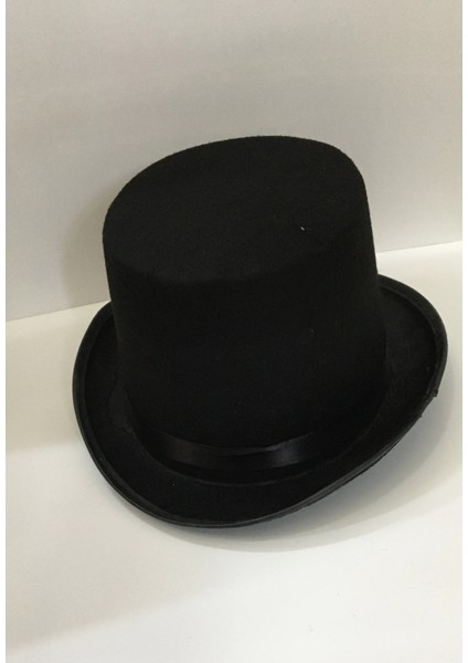 Yetişkinler Için Siyah Renk Ringmaster Sihirbaz Şapkası Fötr Şapka 15 cm modelleri