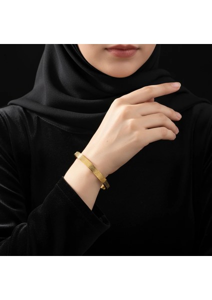 Ayet-El Kürsi Yazılı Nazardan Koruyan Paslanmaz Çelik Bileklik