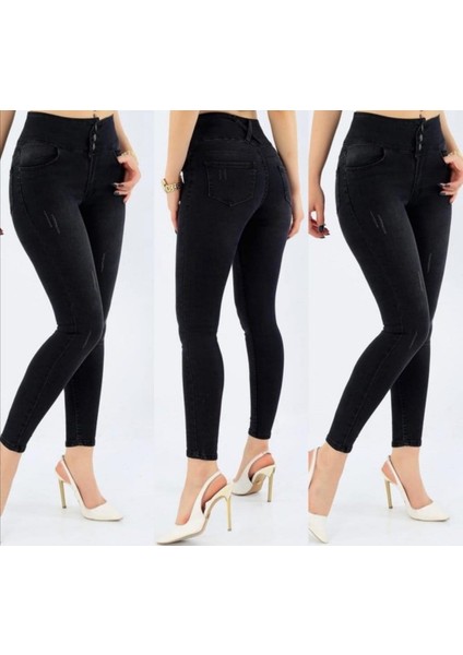 Buğrahayalin Yüksek Bel Likralı Jean Pantolon 90 cm