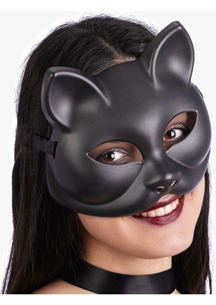 Siyah Renk Lüks Kedi Maskesi 12X13 cm