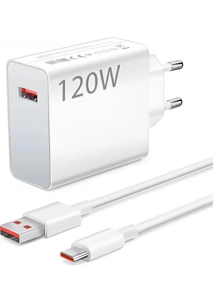 Xiaomi Uyumlu 120W Watt Turbo Ultra Hızlı Şarj Aleti Seti Usb- Type-C Kablo ve Adaptör Şarj Seti