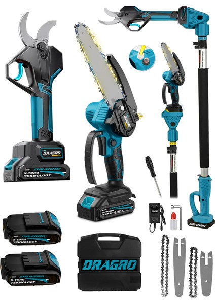 50MM Dijital Göstergeli Budama Makası Otomatik Yağlama Kömürsüz Testere Teleskobik Kol