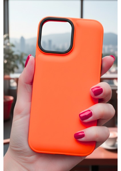 Iphone 13 Pro Max Uyumlu Kılıf Turuncu Renk Darbe Emici Yumuşak Silikon Kapak