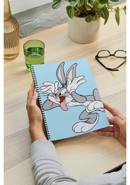 Bugs Bunny A5 Metal Spiralli Çizgisiz Sert Kapak Bugs Bunny Defter