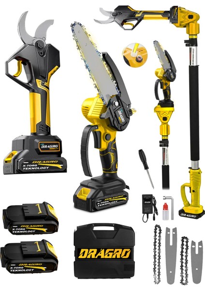 50MM Dijital Göstergeli Budama Makası Otomatik Yağlama Kömürsüz Testere Teleskobik Kol