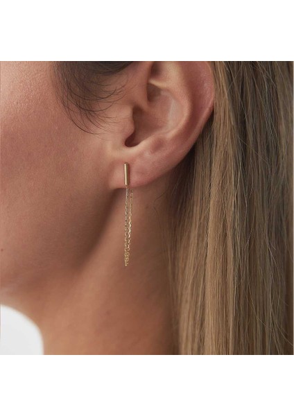 Çubuklu Zincir Sallantılı Küpe