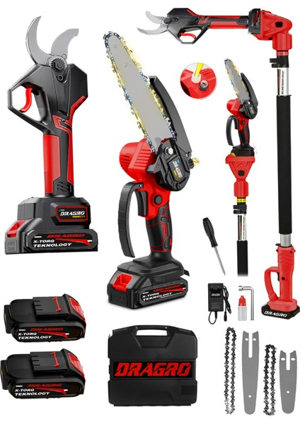 50MM Dijital Göstergeli Budama Makası Otomatik Yağlama Kömürsüz Testere Teleskobik Kol