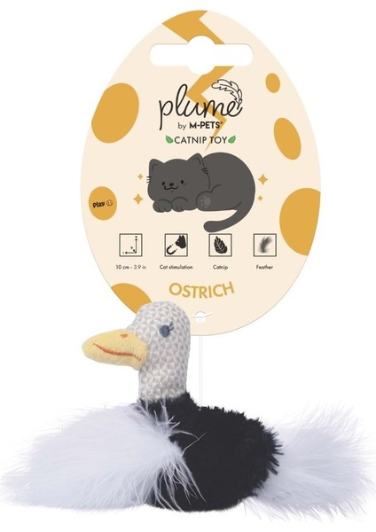 Plume Kedi Otlu Devekuşu Kedi Oyuncağı 7X9X3CM Beyaz