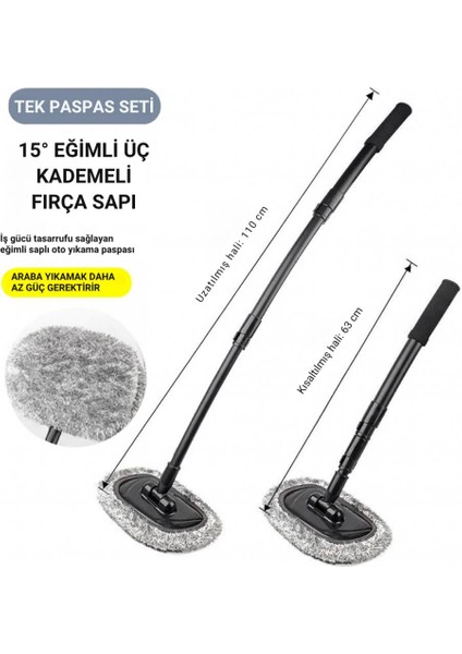 3 Kademe Geniş Ağız Teleskopik Mikrofiber Araç Yıkama Fırçası Kuru Islak Oto Yıkama Fırçası fiyatları