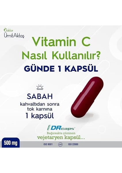 Dr. Ümit Aktaş Vitamin C - 30 Bitkisel Kapsül modelleri