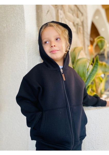 Erkek / Kız Çocuk Fermuarlı Sweatshirt Kangru Cepli Kapşonlu 3 Iplik Şardonlu fiyatları