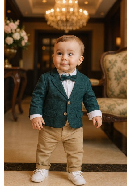 Erkek Bebek Zıbınlı Ceketli 4'lü Takım