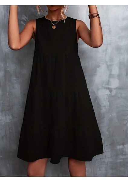 Kadın Sıfır Kol Bisiklet Yaka Aerobin Elbise