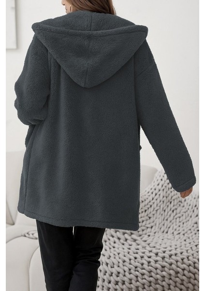 Kadın Uzun Kollu Kapşonlu Önden Fermuarlı Cepli Welsoft Ceket fırsatları