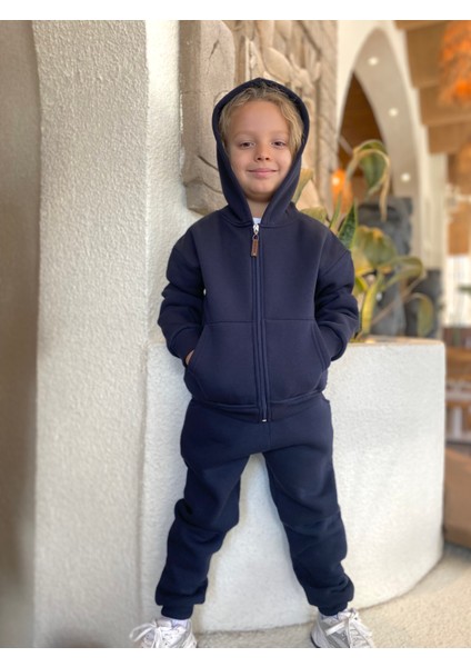 Erkek / Kız Çocuk Fermuarlı Sweatshirt Kangru Cepli Kapşonlu 3 Iplik Şardonlu modelleri