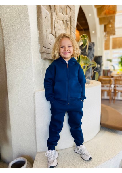 Erkek / Kız Çocuk Fermuarlı Sweatshirt Kangru Cepli Kapşonlu 3 Iplik Şardonlu fırsatları