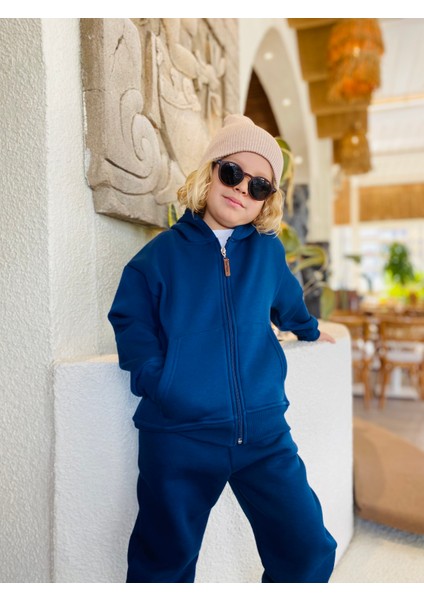 Erkek / Kız Çocuk Fermuarlı Sweatshirt Kangru Cepli Kapşonlu 3 Iplik Şardonlu indirimleri