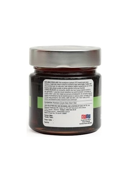 Bee&apos;o Kestane Balı (Ham Bal), 300 gr